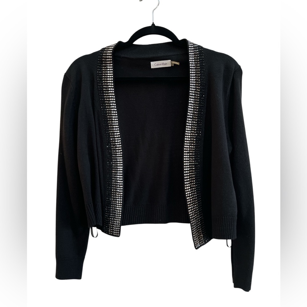 Calvin Klein Black Open Cardigan with Silver Accents